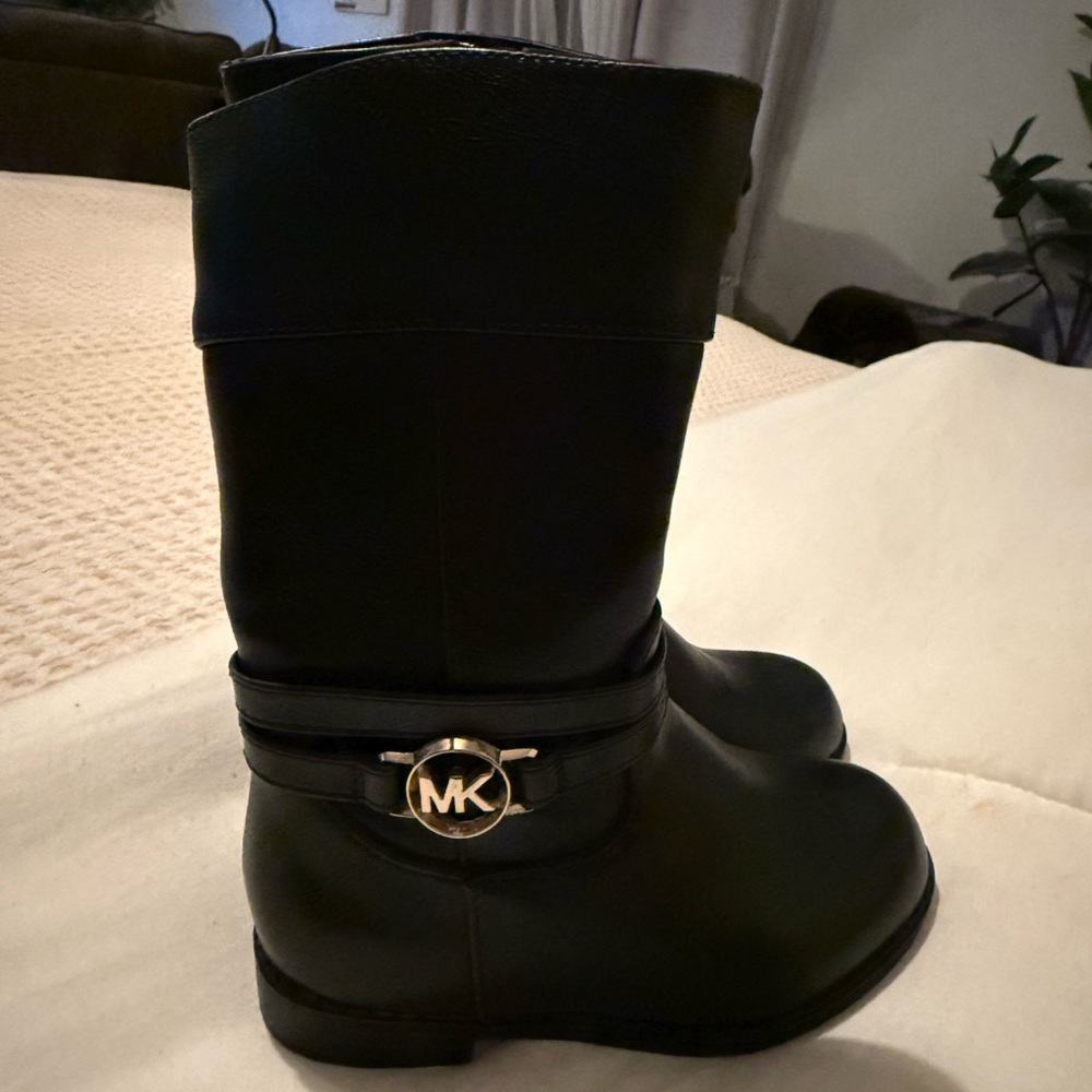 Michael Kors black leather boots toddler size 7